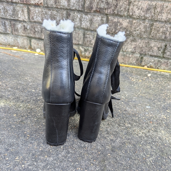 Schutz zhara women's black winter lace up combat boots size 26 - Picture 4 of 11